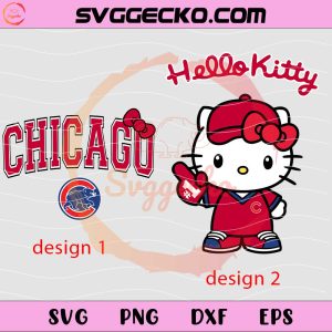 Hello Kitty X Chicago Cubs SVG, Hello Kitty Baseball SVG, Hello Kitty MLB Logo SVG PNG