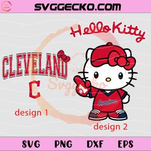 Hello Kitty X Cleveland Guardians SVG, Hello Kitty Baseball SVG, Hello Kitty MLB Logo SVG PNG