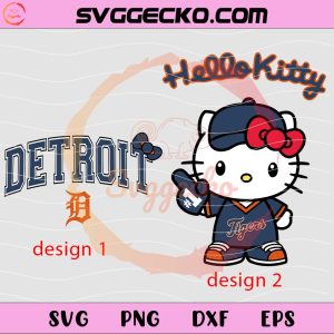 Hello Kitty X Detroit Tigers SVG, Hello Kitty Baseball SVG, Hello Kitty MLB Logo SVG PNG