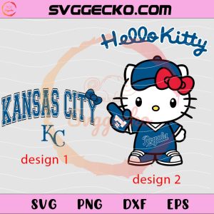 Hello Kitty X Kansas City Royals SVG, Hello Kitty Baseball SVG, Hello Kitty MLB Logo SVG PNG