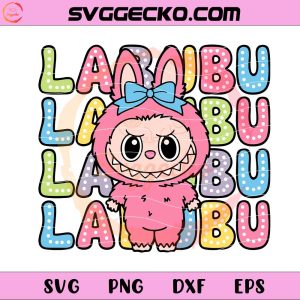 Labubu Cute Girl SVG, Labubu Monster Bow SVG, Cute Labubu Pink SVG PNG Design