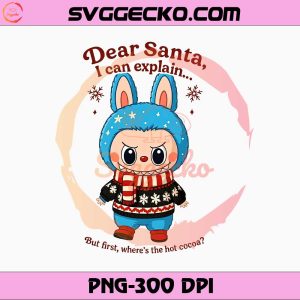 Labubu Dear Santa PNG, Labubu Cute Mischievous Bunny Christmas PNG