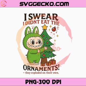 Labubu I Swear I Didn't Eat The Ornaments PNG, Labubu Christmas Tree PNG
