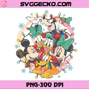 Classic Disney Squad Christmas Lights PNG, Mickey And Friends Christmas PNG