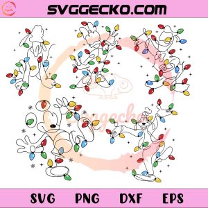 Mickey And Friends Christmas Lights SVG Bundle, Disney Christmas Lights SVG PNG