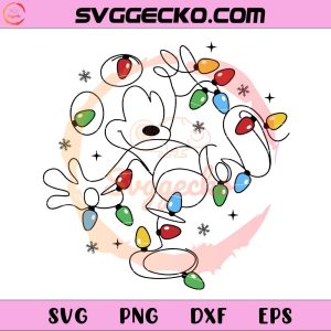 Mickey Mouse Christmas Lights One Line SVG, Disney Christmas SVG PNG
