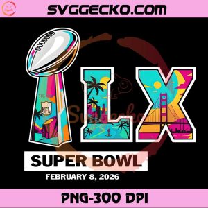 Super Bowl LX 2026 Retro Sunset PNG, Super Bowl LX PNG Design
