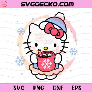 Hello Kitty Hot Cocoa Christmas SVG, Hello Kitty Christmas SVG PNG Design