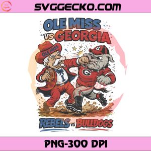 Ole Miss Rebels vs Georgia Bulldogs Football PNG, Colonel Reb vs Uga Bulldog Mascot Rivalry PNG