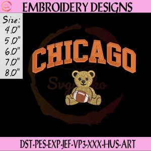 Bear Chicago Embroidery, Chicago Bear Football Embroidery Design