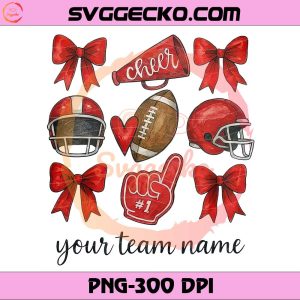 Custom Football Bow School Spirit PNG, Football And Cheerleader PNG, Football Game Day PNG