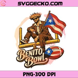Puerto Rico Flag Benito Bowl PNG, Bad Bunny Puerto Rico Flag Football PNG, Bad Bunny Super Bowl PNG