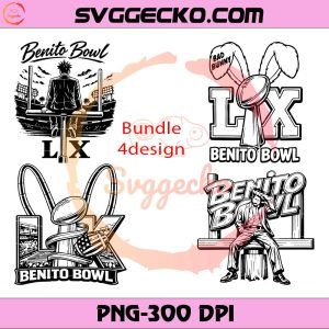 4Files Retro Bad Bunny Super Bowl LX SVG, Bad Bunny Halftime Show Super Bowl SVG, Benito Bowl 2026 SVG Bundle