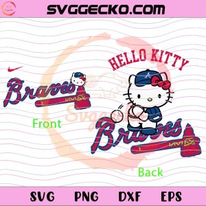 Hello Kitty Atlanta Braves MLB SVG, Hello Kitty Baseball Teams SVG, Hello Kitty MLB Teams SVG PNG