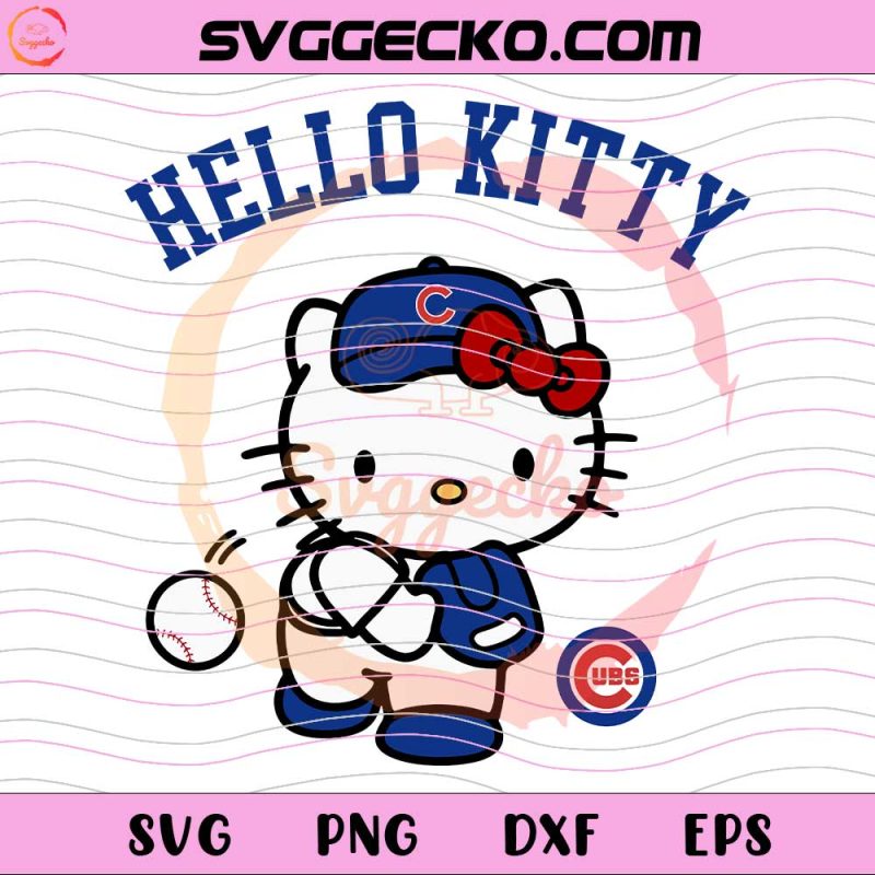 Hello Kitty Chicago Cubs MLB SVG, Hello Kitty Baseball Teams
