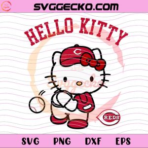 Hello Kitty Cincinnati Reds MLB SVG, Hello Kitty Baseball Teams SVG, Hello Kitty MLB Teams SVG PNG