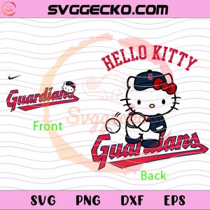 Hello Kitty Cleveland Guardians MLB SVG, Hello Kitty Baseball Teams SVG, Hello Kitty MLB Teams SVG PNG