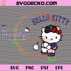 Hello Kitty Colorado Rockies MLB SVG, Hello Kitty Baseball Teams SVG, Hello Kitty MLB Teams SVG PNG