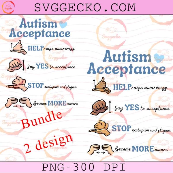 Autism Acceptance ASL Bundle PNG, Sign Language Autism
