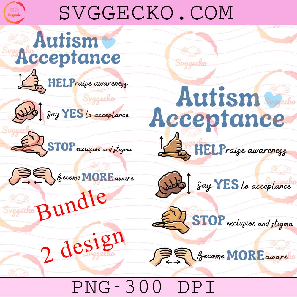 Autism Acceptance ASL Bundle PNG, Sign Language Autism