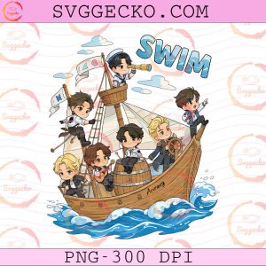 BTS Arirang World Tour PNG, BTS Chibi Pirate Ship PNG, Swim Track Kpop Tee SVG PNG