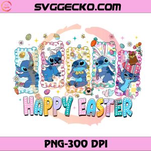 Cute Stitch Happy Easter PNG, Cute Stitch Easter Bunny PNG, Lilo and Stitch Easter PNG Design