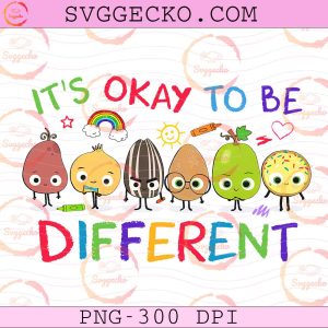 It's Okay To Be Different PNG, Cute Autism Awareness PNG, Cute Food Characters PNG Design