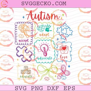 Retro Autism Awareness SVG, Autism Support SVG, World Autism Day SVG PNG