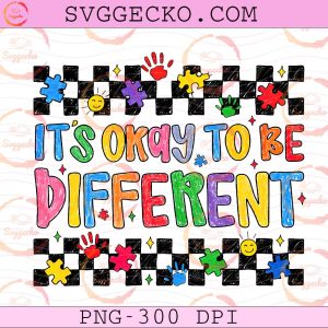 Retro Checkerboard Puzzle Piece PNG, It's Okay To Be Different PNG, Coquette Rainbow Autism PNG Design