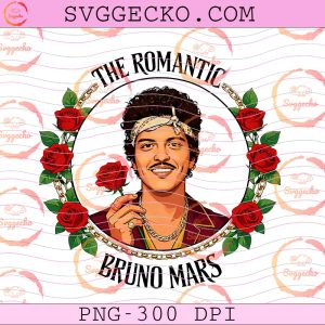 Bruno Mars Red Roses Circle PNG, Bruno Mars The Romantic Tour PNG, Bruno Mars Concert 2026 Shirt Design PNG