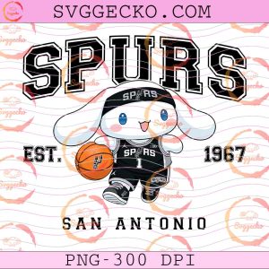 Cinnamoroll San Antonio Spurs Basketball PNG, Sanrio San Antonio Spurs NBA PNG, Retro Spurs Basketball Est 1967 PNG Design
