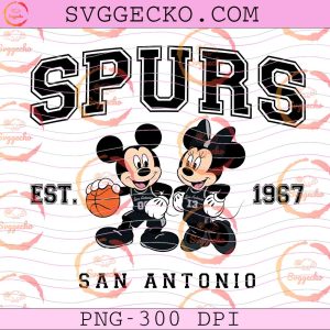 Mickey and Minnie San Antonio Spurs Basketball PNG, Disney Est 1967 Spurs Basketball Team Mascot PNG, NBA Disney Fan PNG 300 DPI
