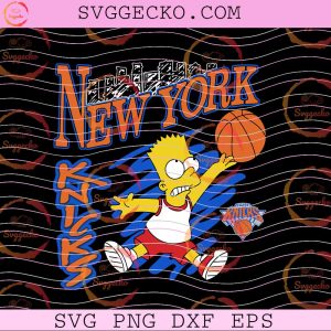 Bart Simpson New York Knicks SVG, Bart Simpson Basketball SVG, Funny Cartoon Basketball SVG PNG