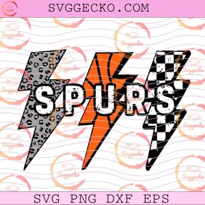 San Antonio Spurs Lightning Bolt SVG, Retro Spurs Basketball SVG, Leopard Checkerboard Spurs SVG PNG