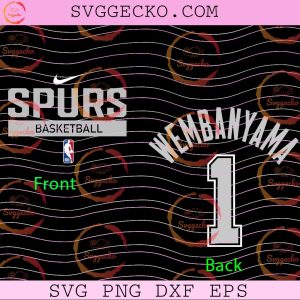 San Antonio Spurs NBA SVG Shirt, Wembanyama 1 Spurs Basketball SVG, Victor Wembanyama Shirt Design Front and Back