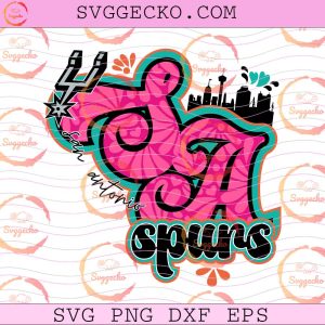 Vintage San Antonio Spurs Fiesta SVG, SA Spurs Basketball Skyline SVG, Spurs Fiesta Doodle Basketball SVG PNG
