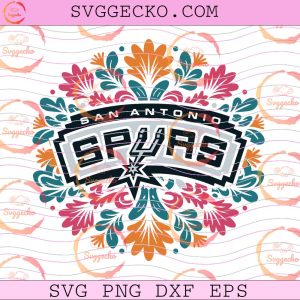 Vintage San Antonio Spurs Floral SVG, Spurs Basketball Floral Mandala SVG, San Antonio Spurs NBA Fan Art