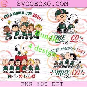 Snoopy And Friend Mexico FIFA World Cup 2026 PNG, Charlie Brown Snoopy Peanuts Mexico Soccer PNG, Mexico FIFA World Cup 2026 PNG Bundle