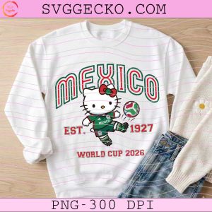 Hello Kitty Mexico Player World Cup 2026 PNG, Sanrio Mexico Soccer World Cup 2026 PNG, Mexico Football Est 1927 PNG Design