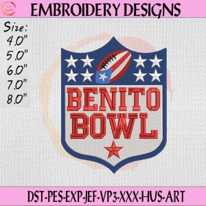 Benito Bowl Embroidery Design, Bad Bunny Football Shield Machine Embroidery, Puerto Rico Super Bowl Embroidery Design