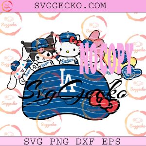 Hello Kitty and Friends LA Dodgers SVG,  Hello Kitty Baseball SVG, Dodgers Sanrio Characters SVG PNG
