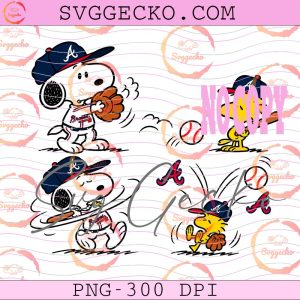 Snoopy x Atlanta Braves Baseball PNG, Peanuts Baseball MLB PNG, Snoopy MLB Teams PNG