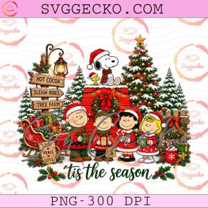 Tis The Season Snoopy Christmas PNG - Peanuts Gang Christmas Sublimation Design