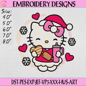 Cute Hello Kitty Christmas Baking Embroidery Design - Hello Kitty Merry Christmas Embroidery File