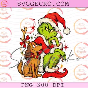 Grinch and Dog Max Christmas PNG - Vintage Christmas Grinch PNG - Merry Christmas Character PNG