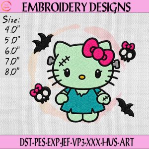 Hello Kitty Frankenstein Embroidery Design - Sanrio Halloween Embroidery Pattern DST PES JEF