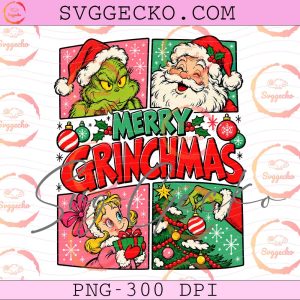 Merry Grinchmas PNG - Grinch Xmas Holiday Comic Grid PNG - Grinch And Friend Christmas Sublimation Design