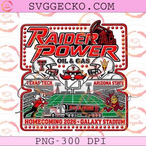 Raider Power Texas Tech Homecoming 2026 PNG - Texas Tech vs Arizona State Game Day Football PNG Design