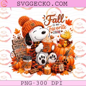 Snoopy Fall Is My Favorite Color PNG - Cute Snoopy Dog Pumpkin Spice Coffee PNG - Snoopy Autumn Sweater PNG