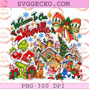 Welcome to Our Christmas Village PNG - Grinch And Friend Snowy Christmas Town PNG Design
